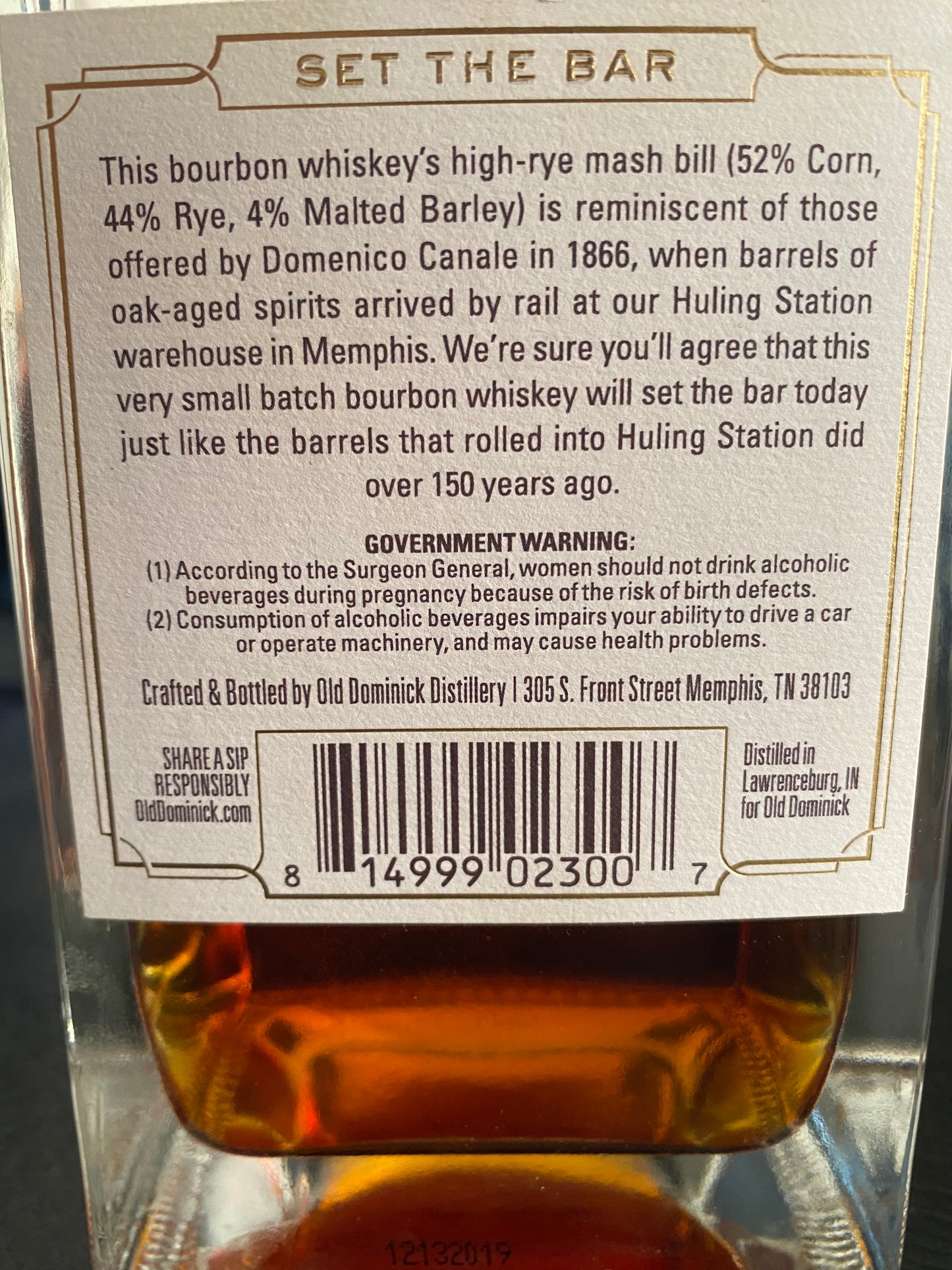 Huling Station - very small batch - bourbon from Old Dominick - 6cl