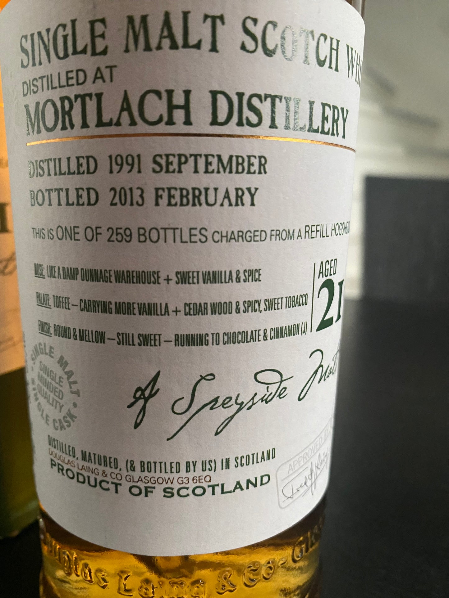 Mortlach Douglas Laing Old Malt Cask - 1991 - 2013 - 21y old - single cask 9432 - 6cl
