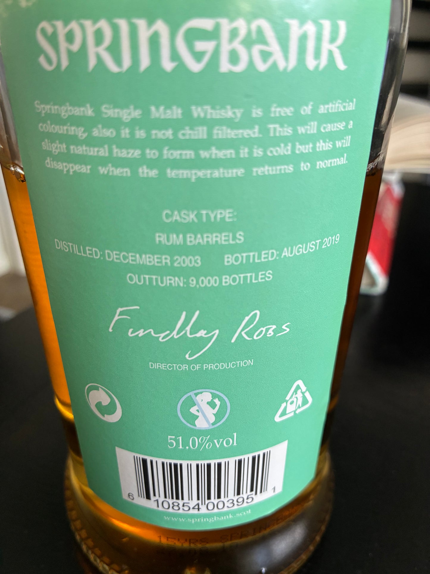 Springbank 15y rum wood OB - limited release 2019 - 6cl