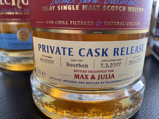 Kilchoman 2007 13y single bourbon cask 69/2007 max & Julia - 6cl