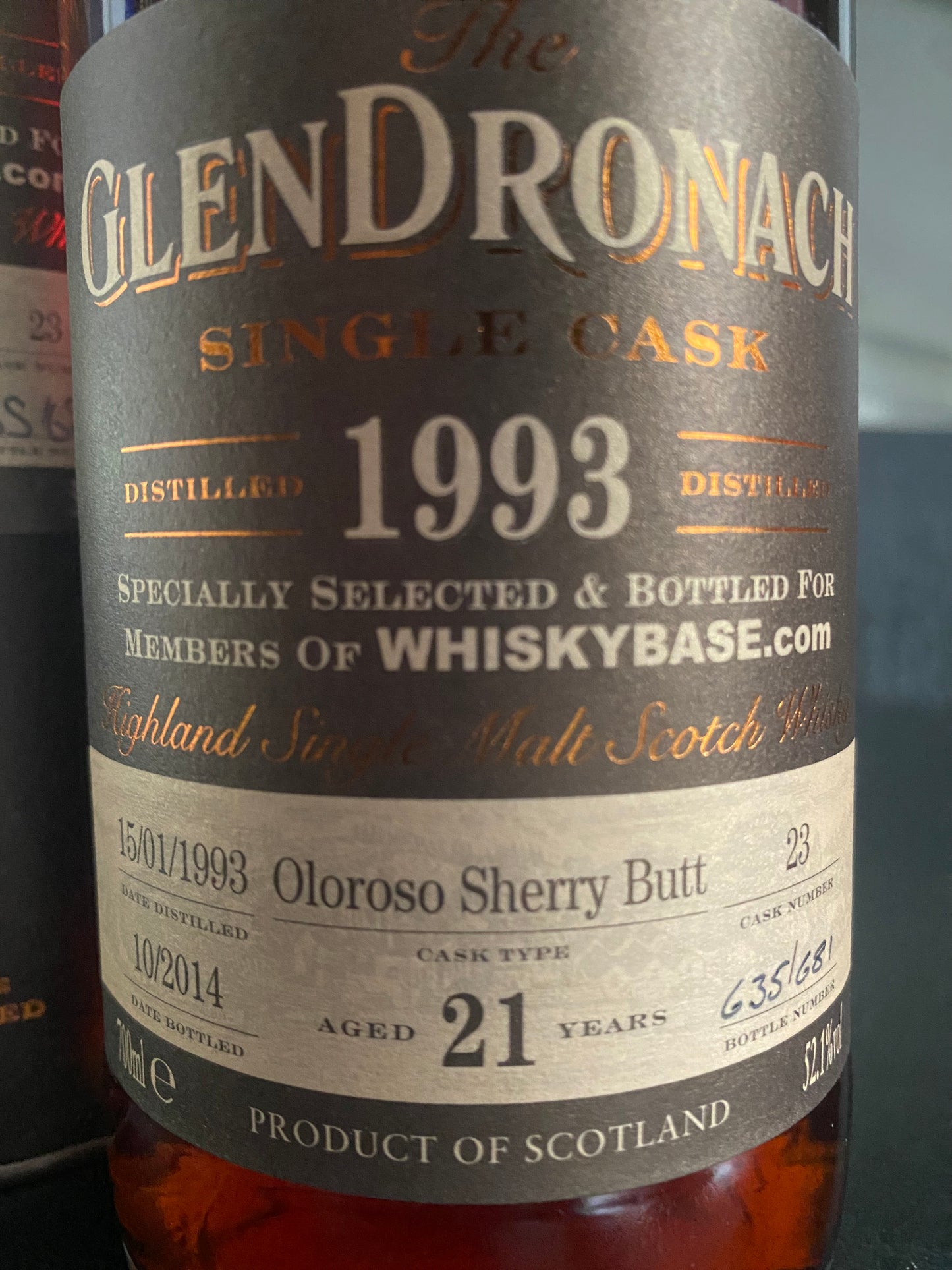 Glendronach 1993 - 21y single cask nr. 23 for whiskybase - 6cl