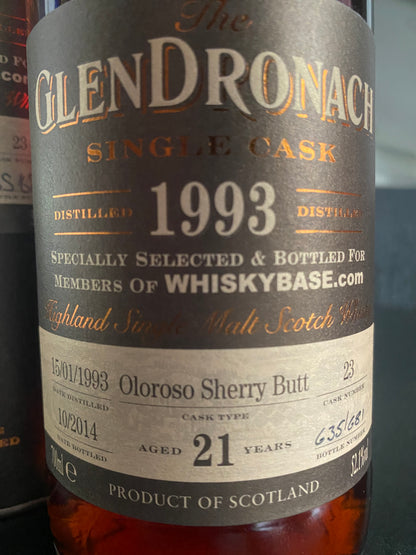 Glendronach 1993 - 21y single cask nr. 23 for whiskybase - 6cl