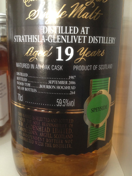 Strathisla 1987 - 19y bourbon Cadenhead's authentic collection - 6cl