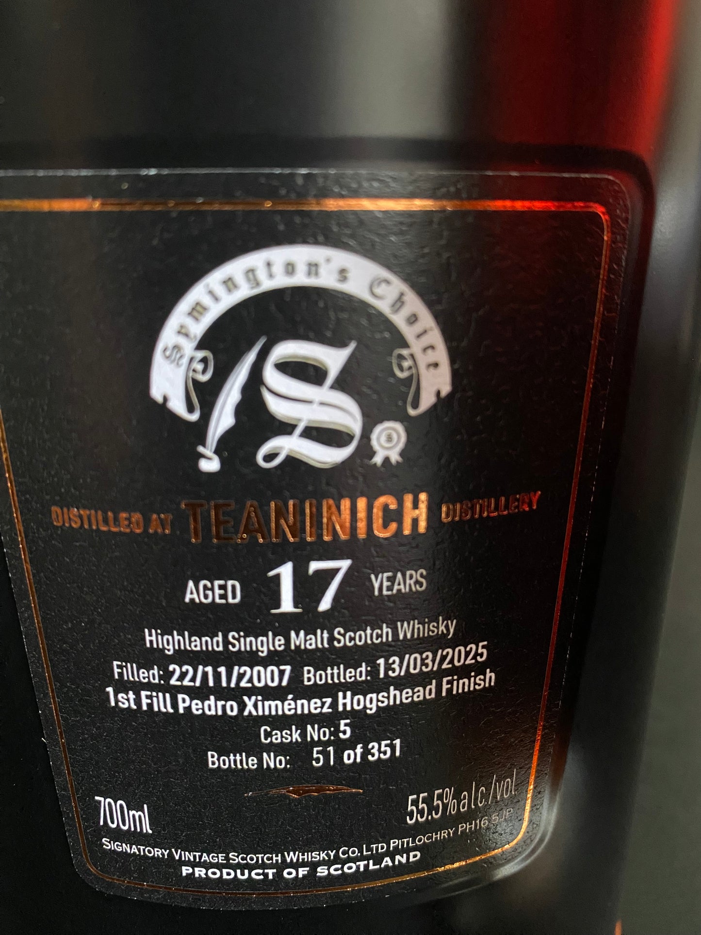 Teaninich Signatory Vintage 2007 - 17y single cask no. 5 - 6cl