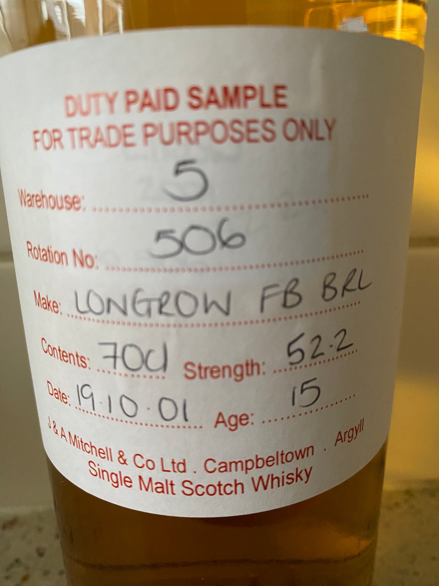 Longrow The Cage, distilled 2001 - 15y - 6cl