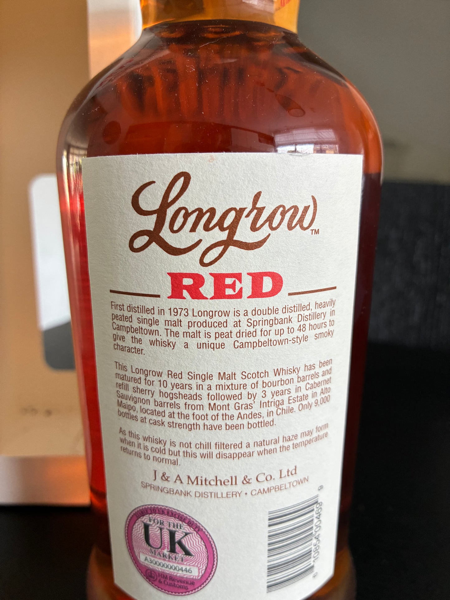 Longrow Red 13y chilean cabernet - full bottle